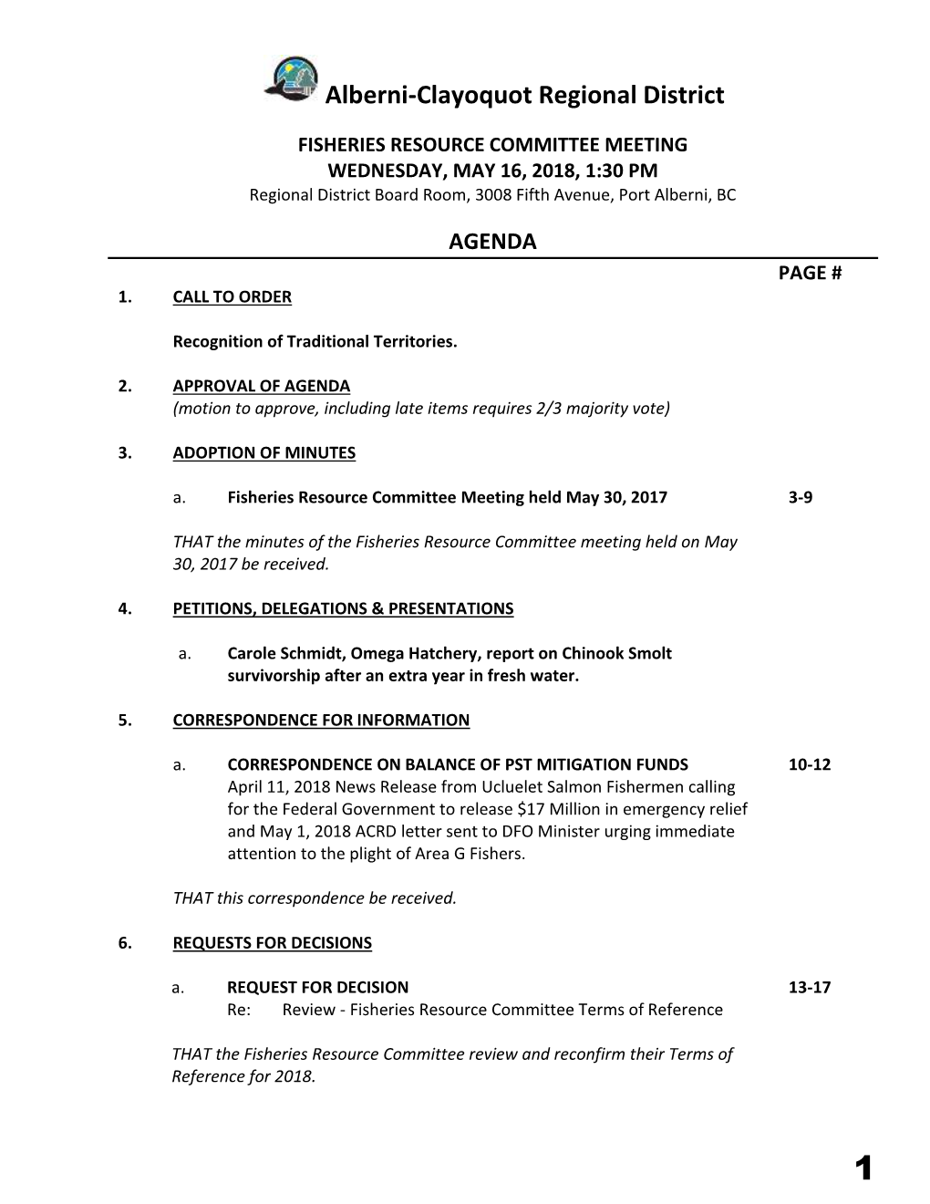 Terms of Reference Fisheries Resource Committee