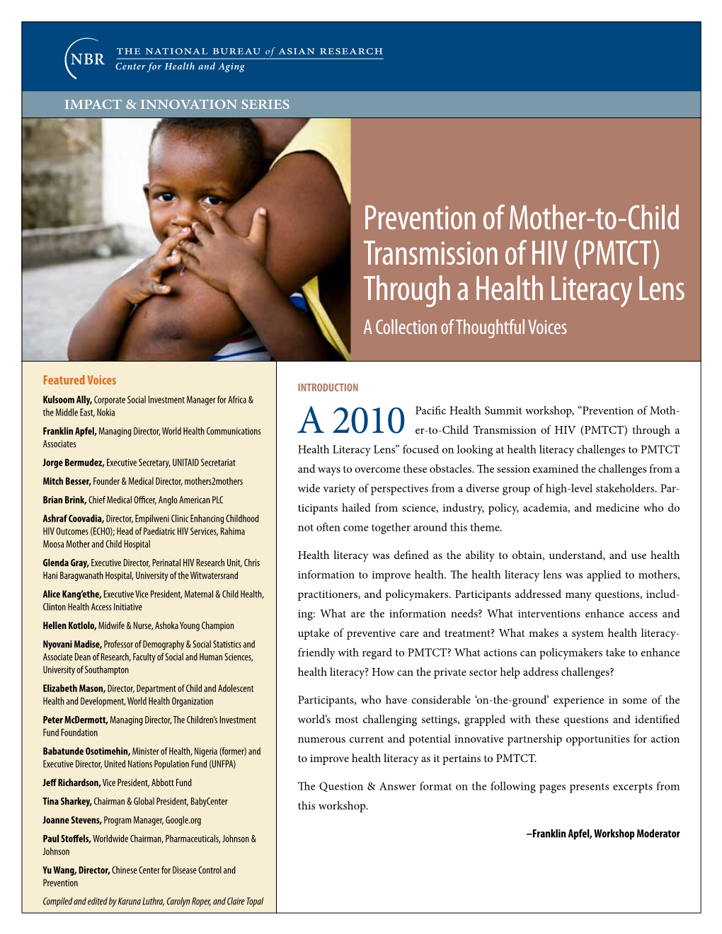 Prevention of Mother-To-Child Transmission of HIV (PMTCT) Through a Health Literacy Lens a Collection of Thoughtful Voices