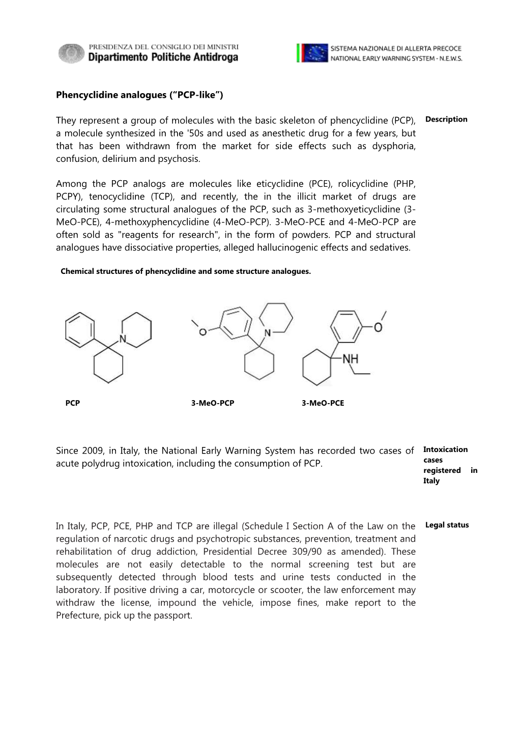 Phencyclidine Analogues (“PCP-Like”)