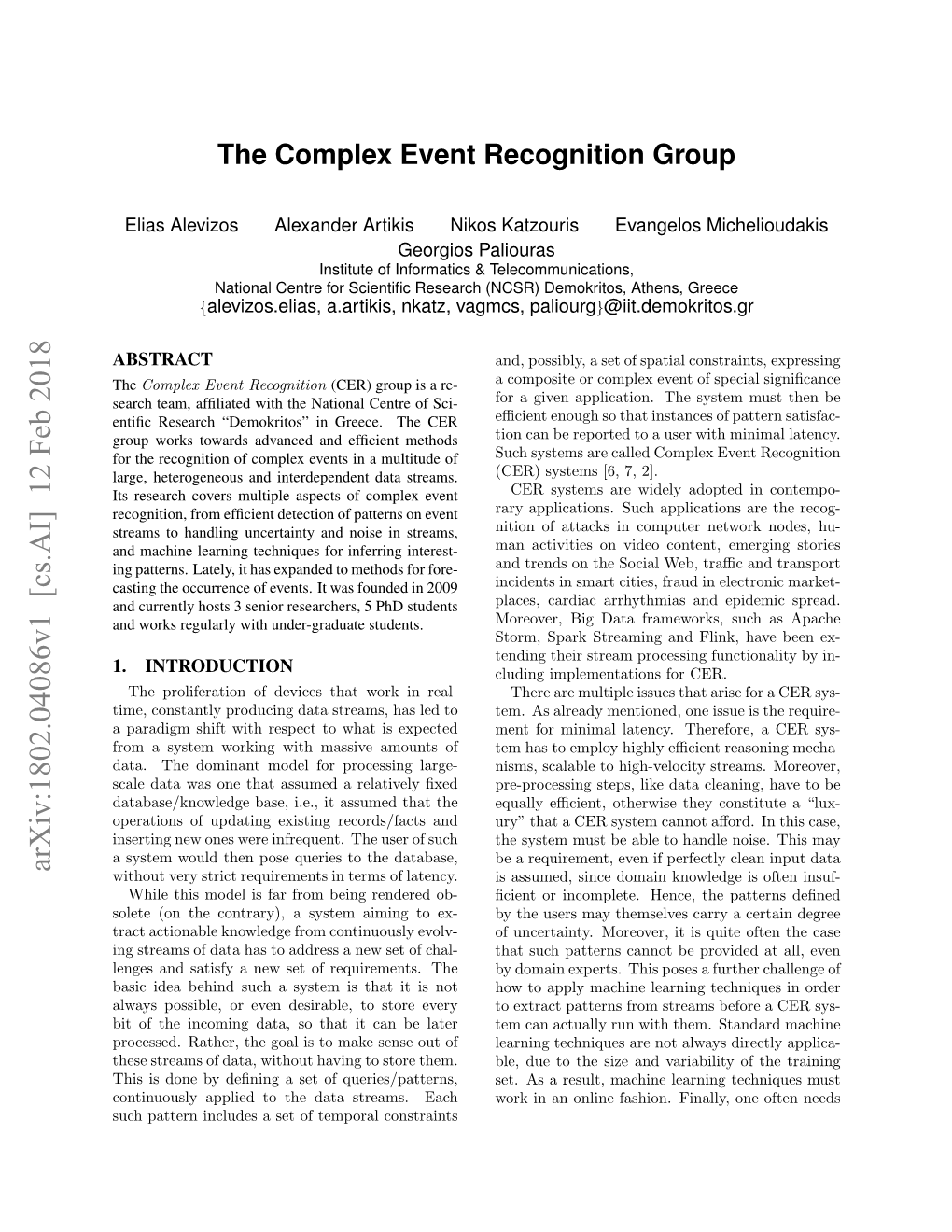 The Complex Event Recognition Group