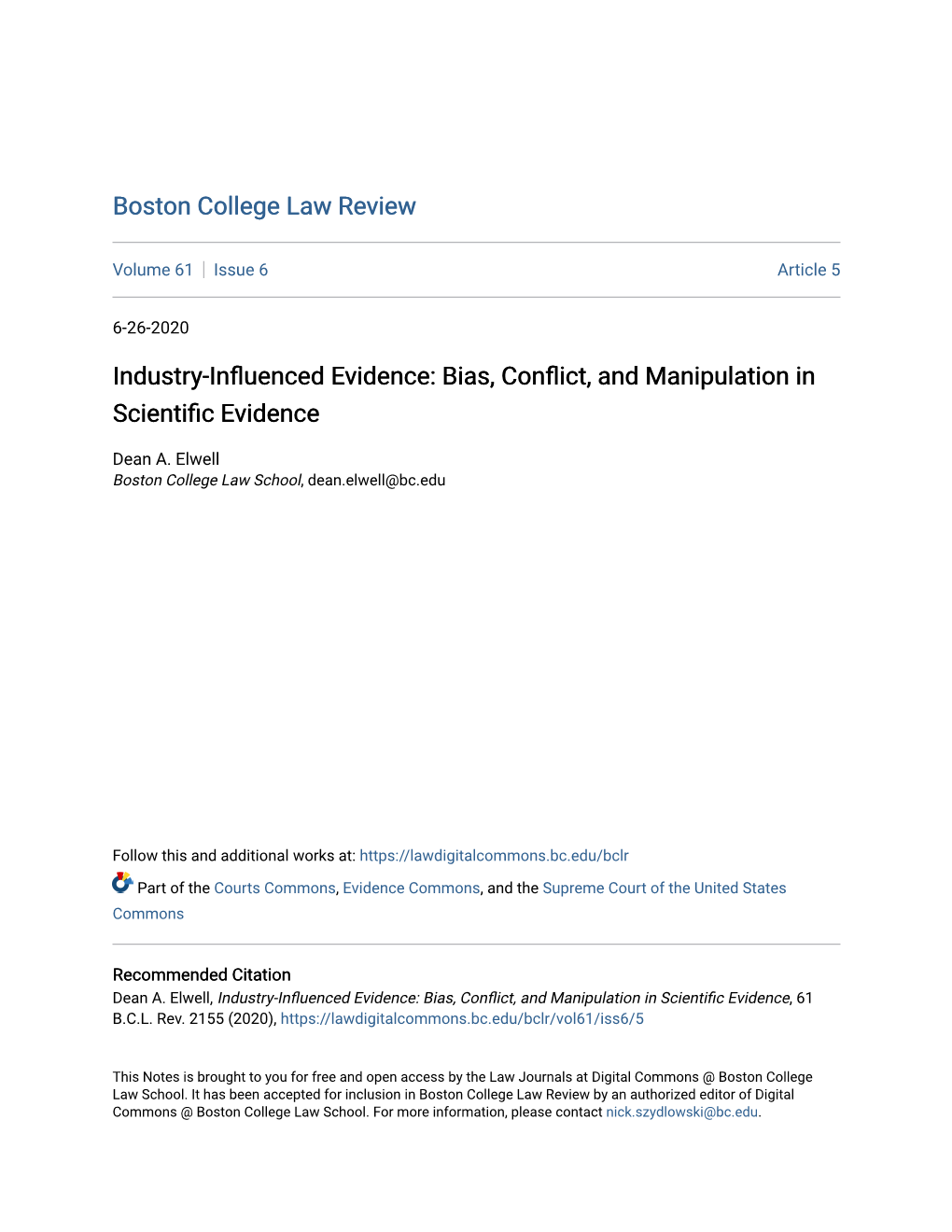 Bias, Conflict, and Manipulation in Scientific Evidence