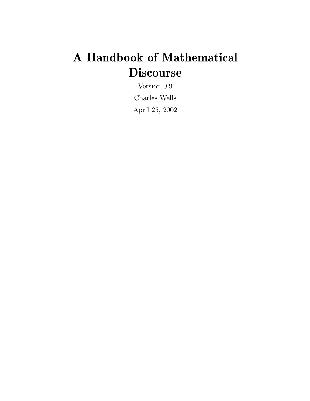 A Handbook of Mathematical Discourse