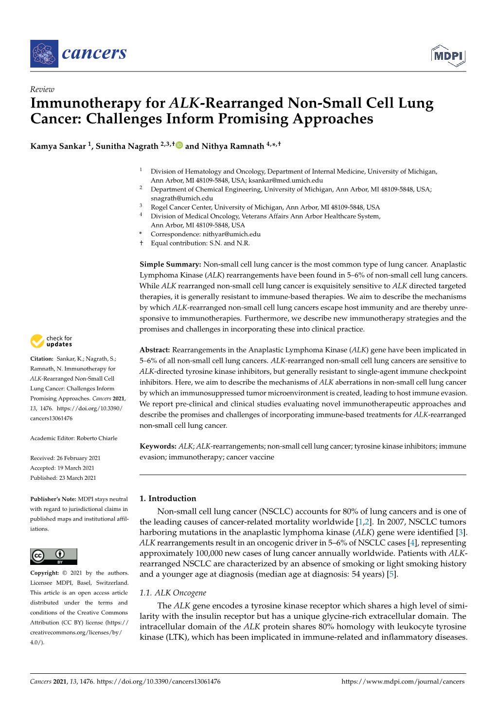 Immunotherapy for ALK-Rearranged Non-Small Cell Lung Cancer: Challenges Inform Promising Approaches