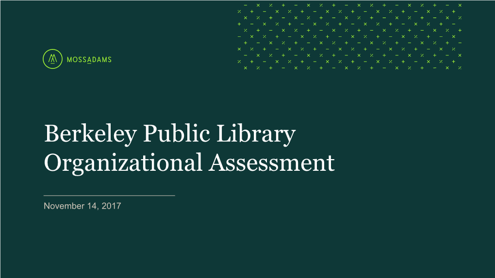 Berkeley Public Library Organizational Assessment