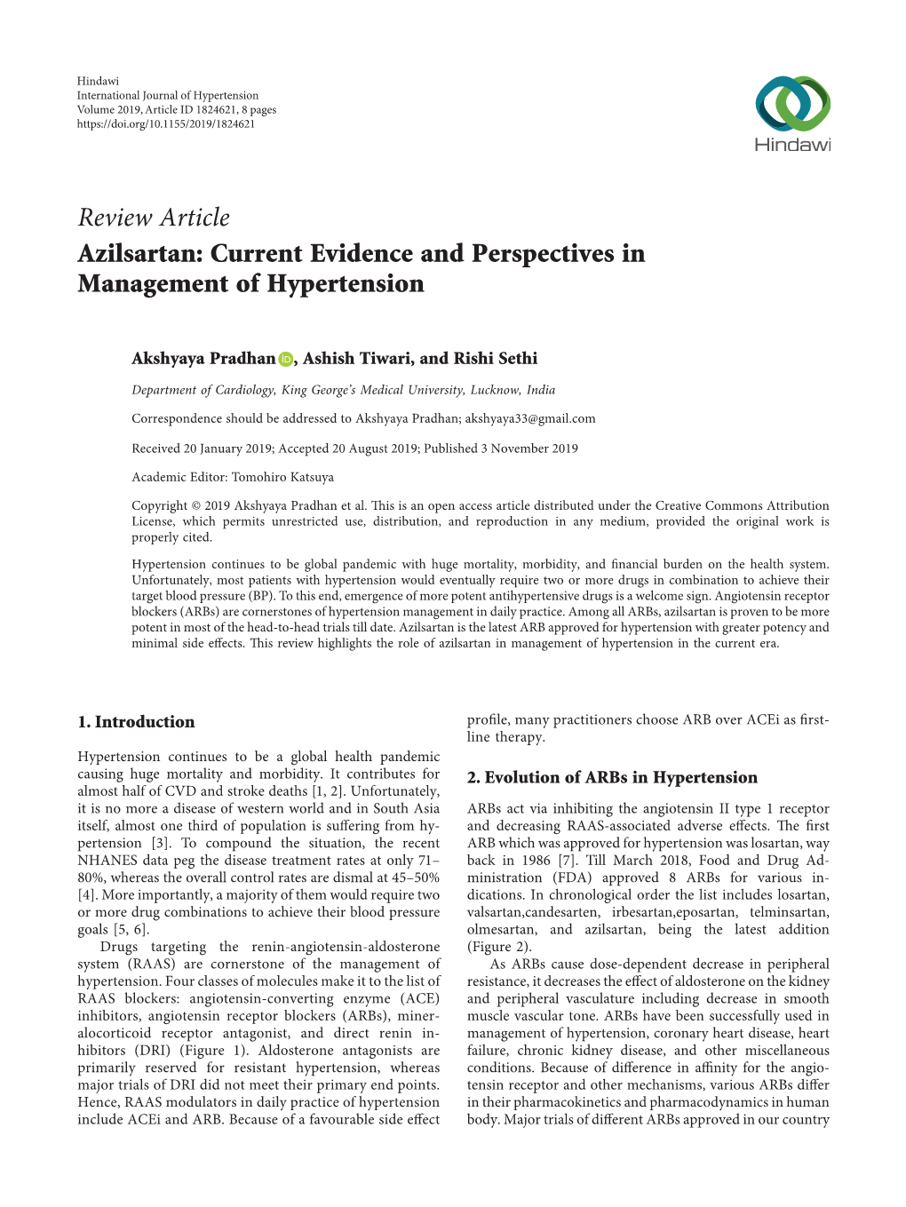 Azilsartan: Current Evidence and Perspectives in Management of Hypertension