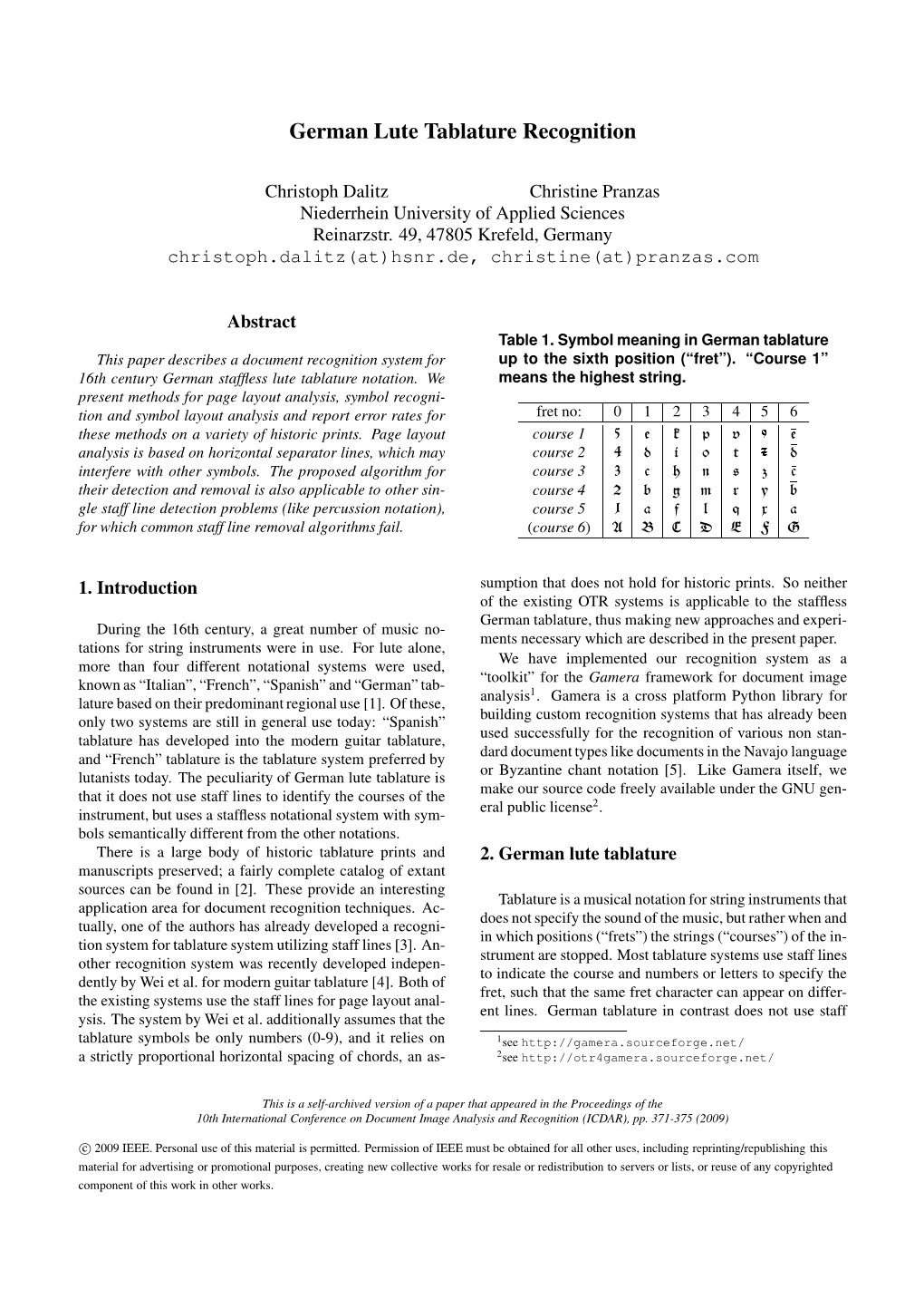 German Lute Tablature Recognition