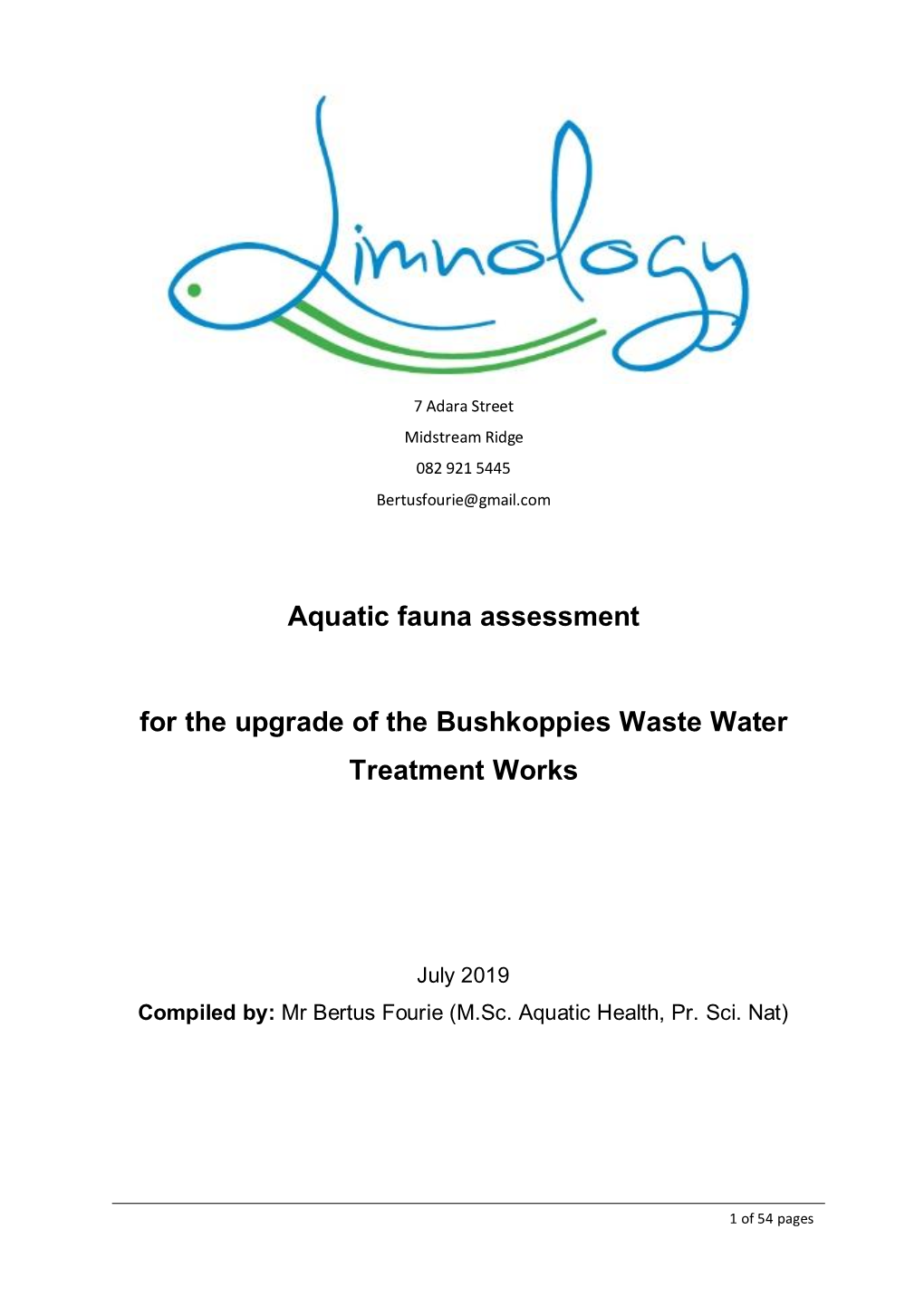 Aquatic Fauna Assessment for the Upgrade of the Bushkoppies Waste