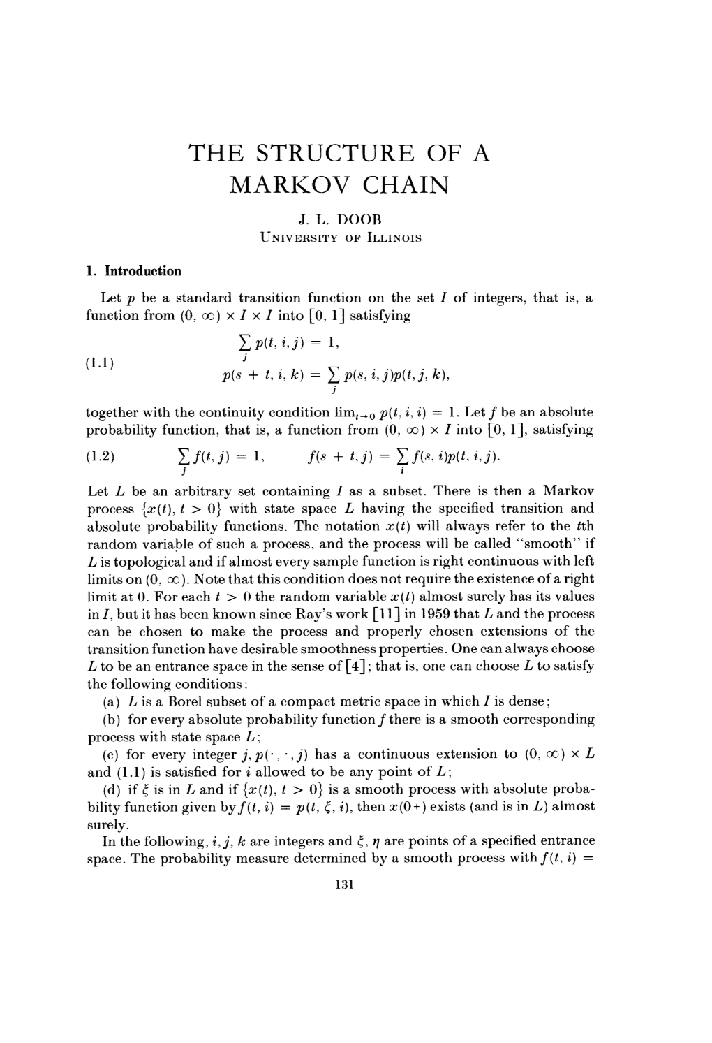 The Structure of a Markov Chain J