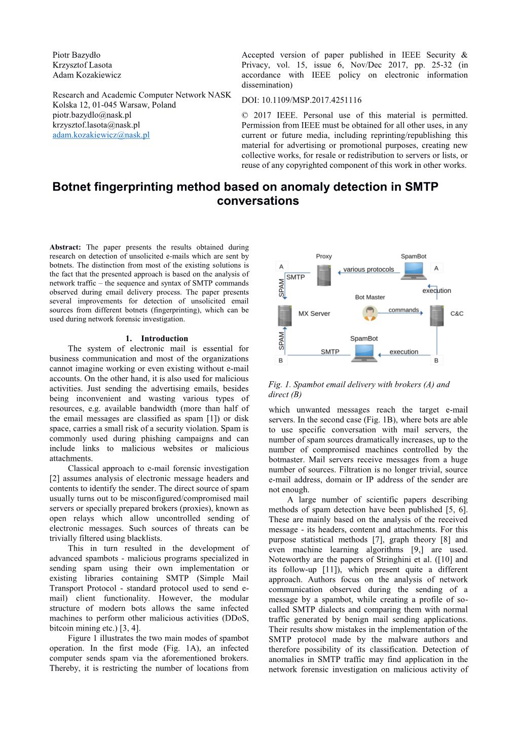 Anomaly Detection in SMTP Conversations