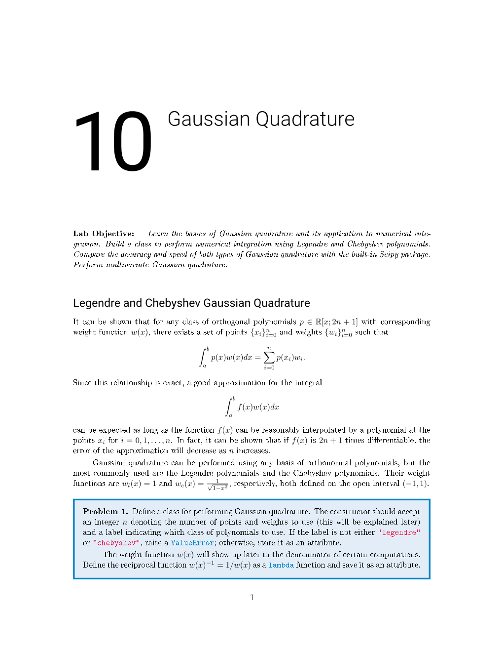 Gaussian Quadrature