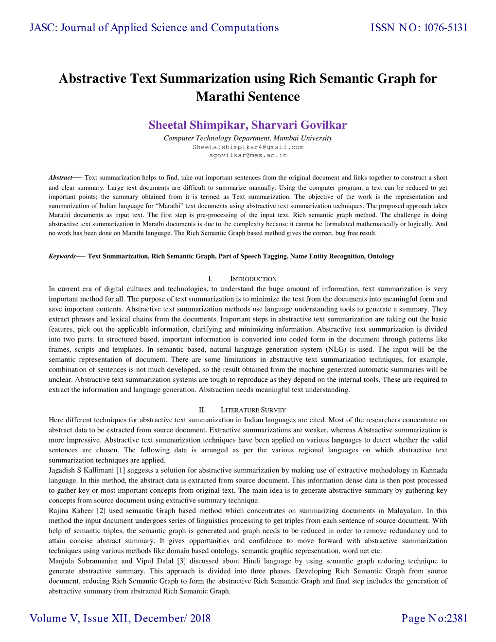 Abstractive Text Summarization Using Rich Semantic Graph for Marathi Sentence