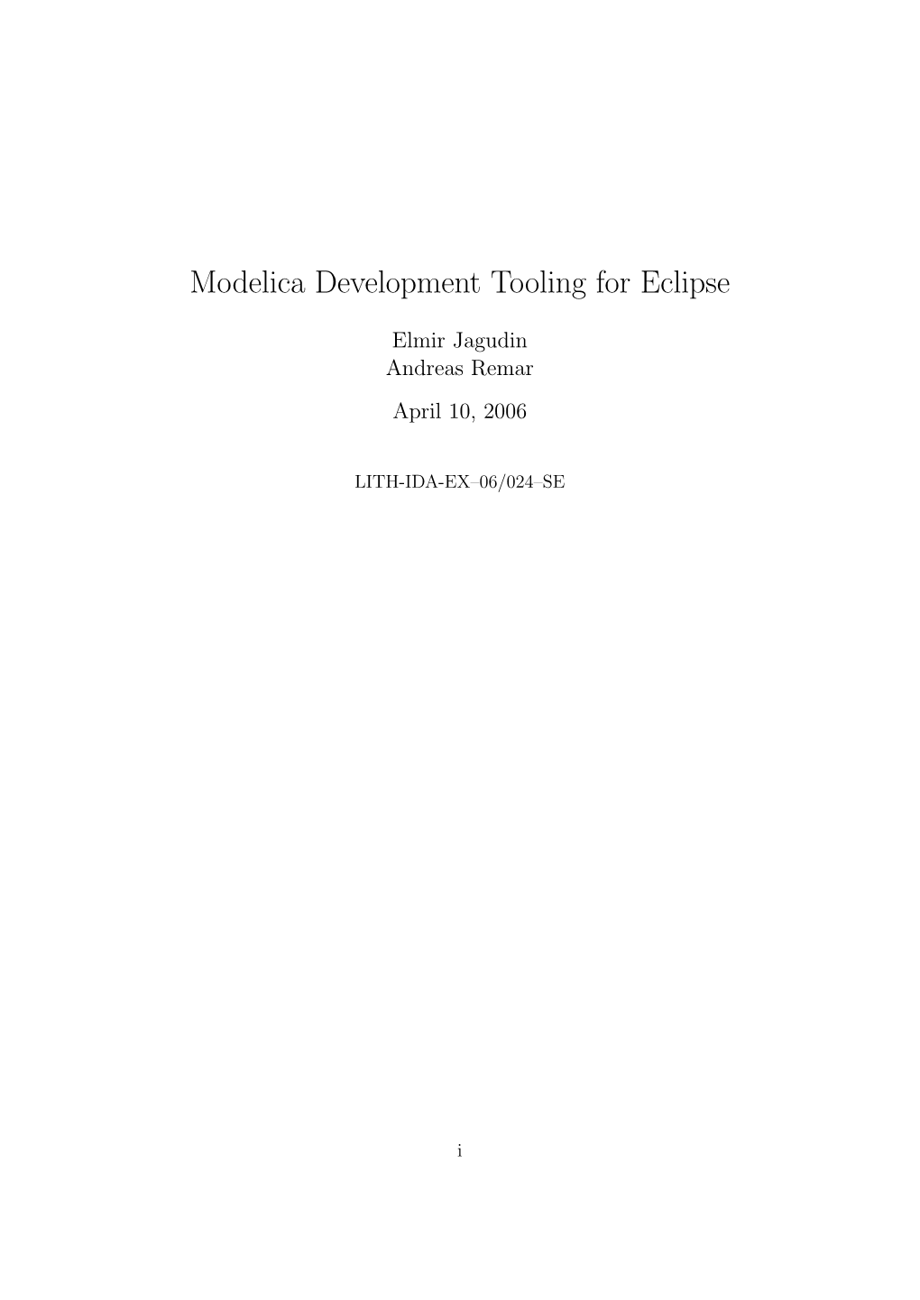 Modelica Development Tooling for Eclipse