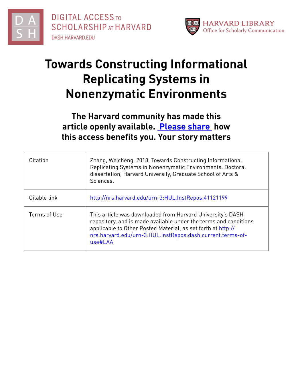 Towards Constructing Informational Replicating Systems in Nonenzymatic Environments