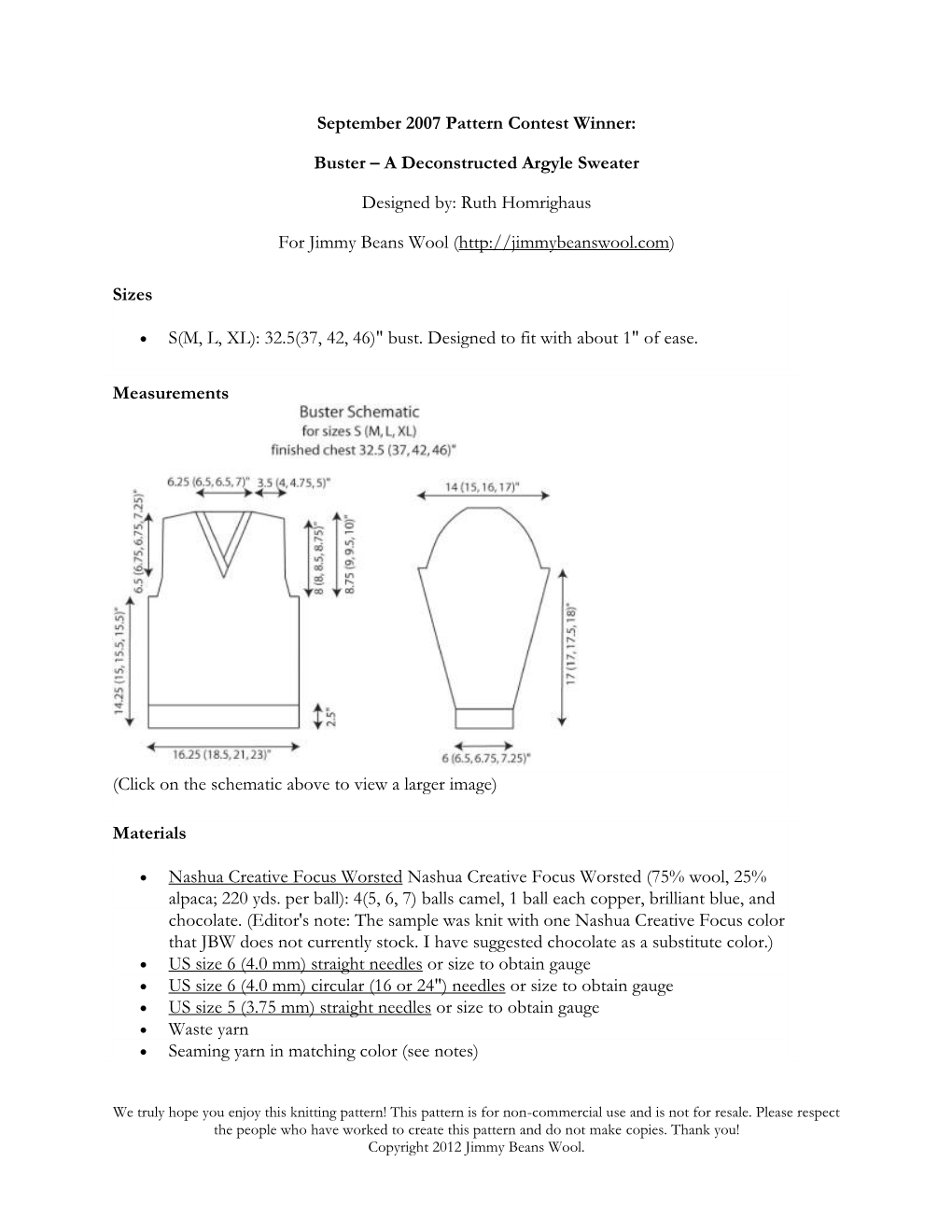 View Text-Only .Pdf File of Knitting Pattern