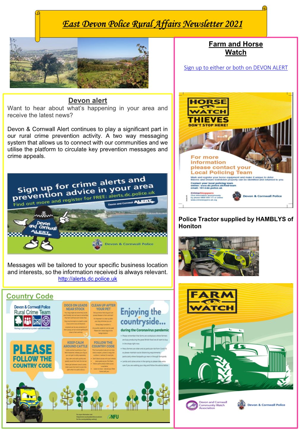 East Devon Police Rural Affairs Newsletter 2021 Download 754.68KB