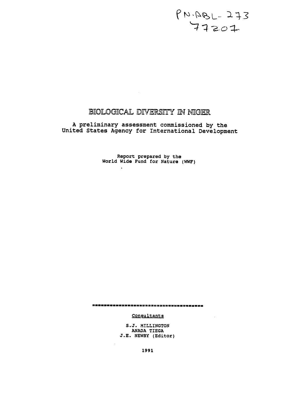 B1IOLOGOCAL DM = INNNHG]IE a Preliminary Assessment Commissioned by the United States Agency for International Development