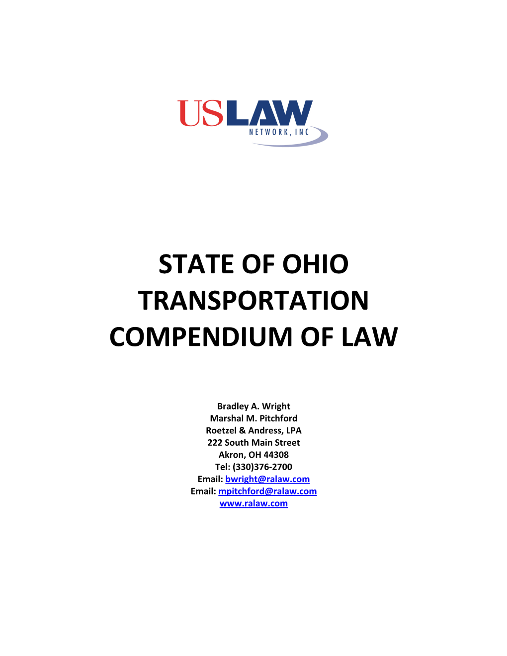 State of Ohio Transportation Compendium of Law