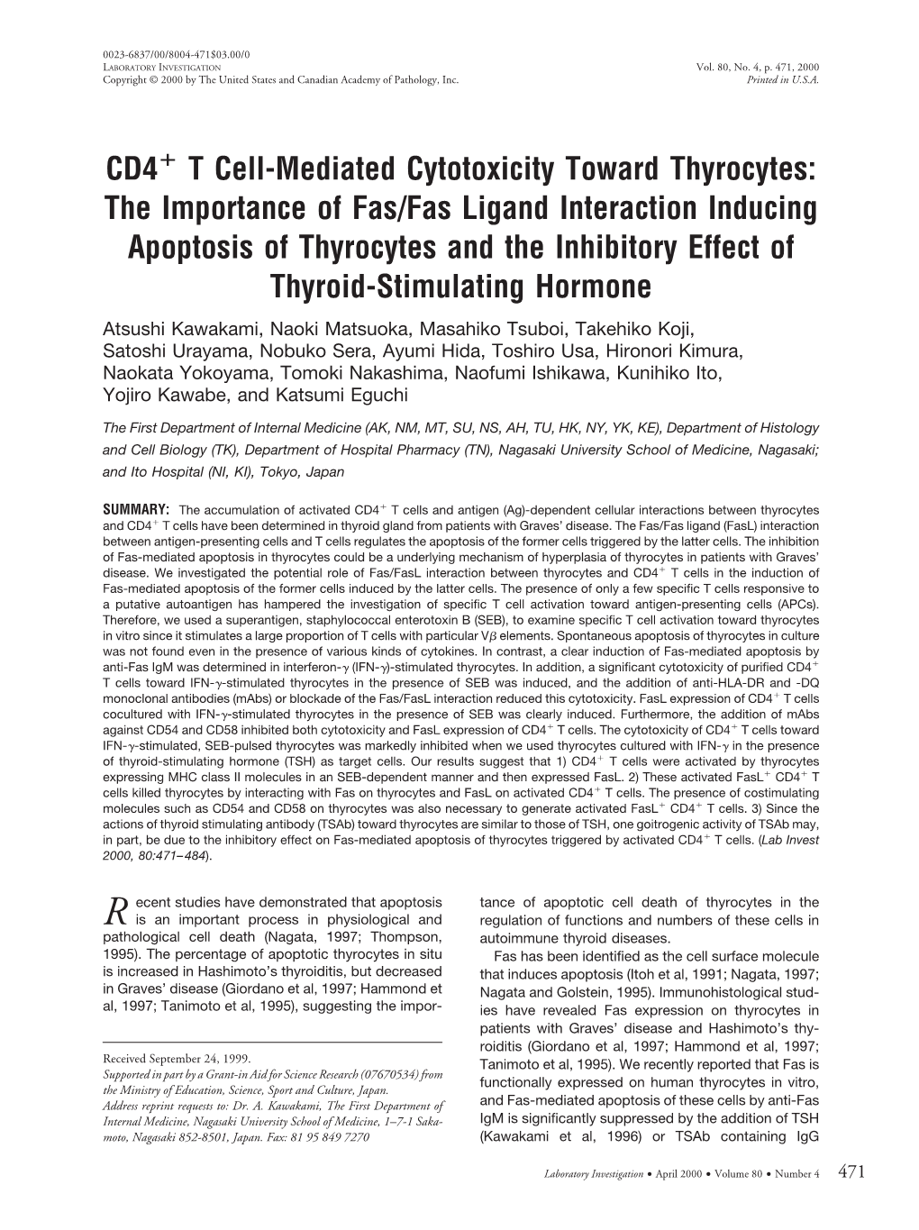 CD4 T Cell-Mediated Cytotoxicity Toward Thyrocytes: the Importance