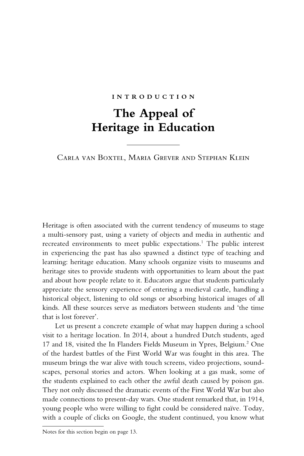 The Appeal of Heritage in Education