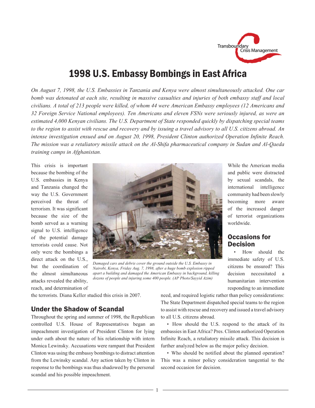 1998 U.S. Embassy Bombings in East Africa