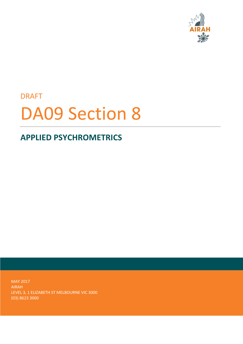 DA09 Section 8 APPLIED PSYCHROMETRICS