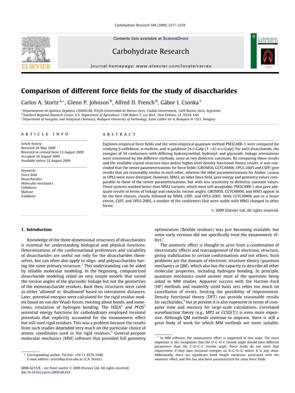 Comparison of Different Force Fields for the Study of Disaccharides