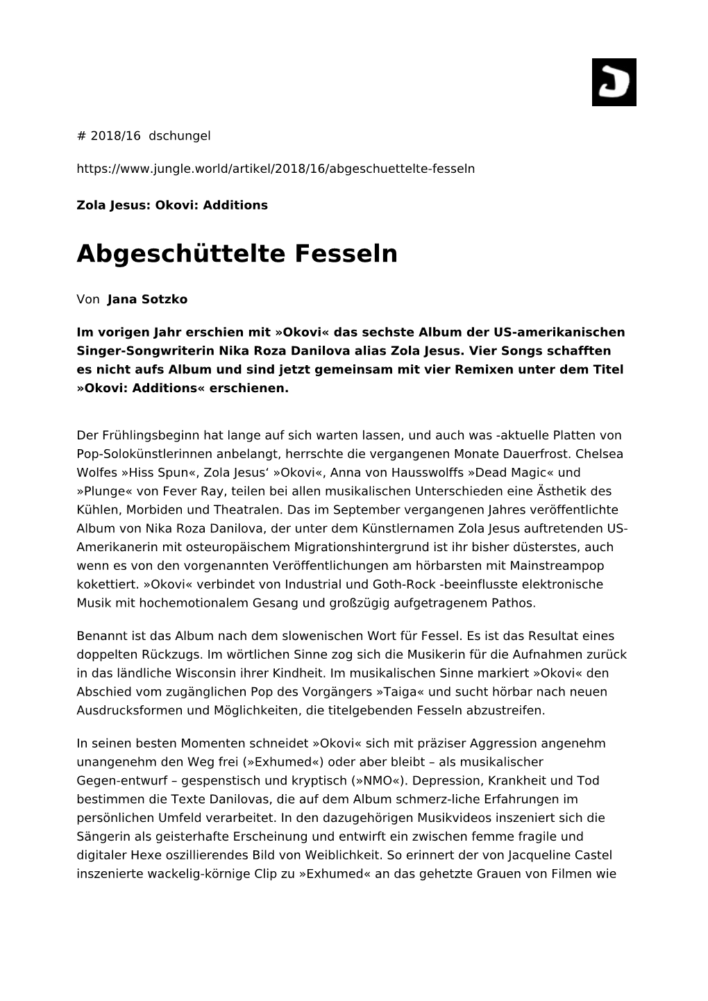 Abgeschüttelte Fesseln