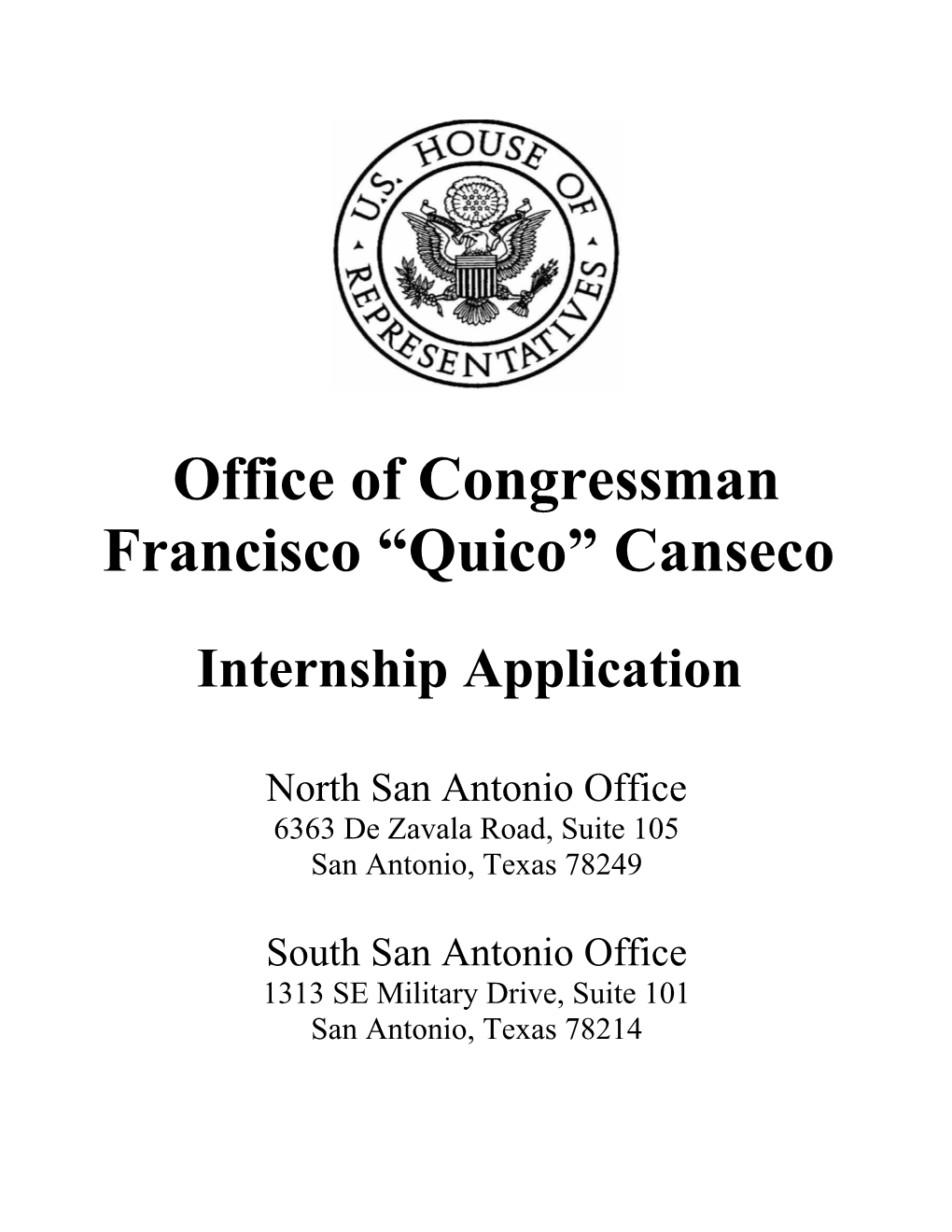 Office of Congressman Francisco Quico Canseco