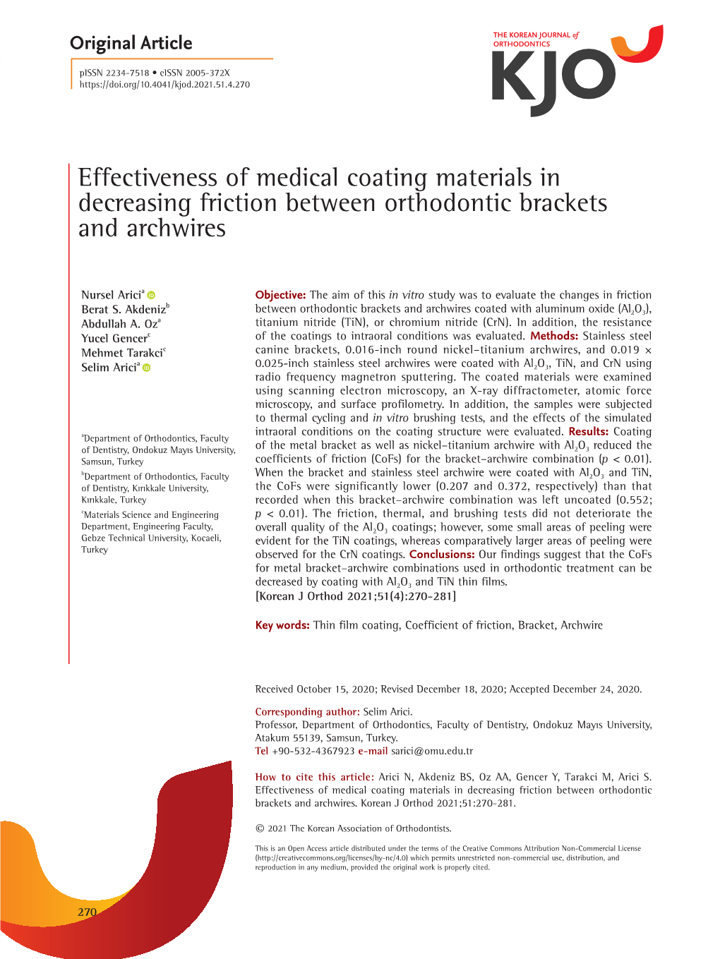 Effectiveness of Medical Coating Materials in Decreasing Friction Between Orthodontic Brackets and Archwires