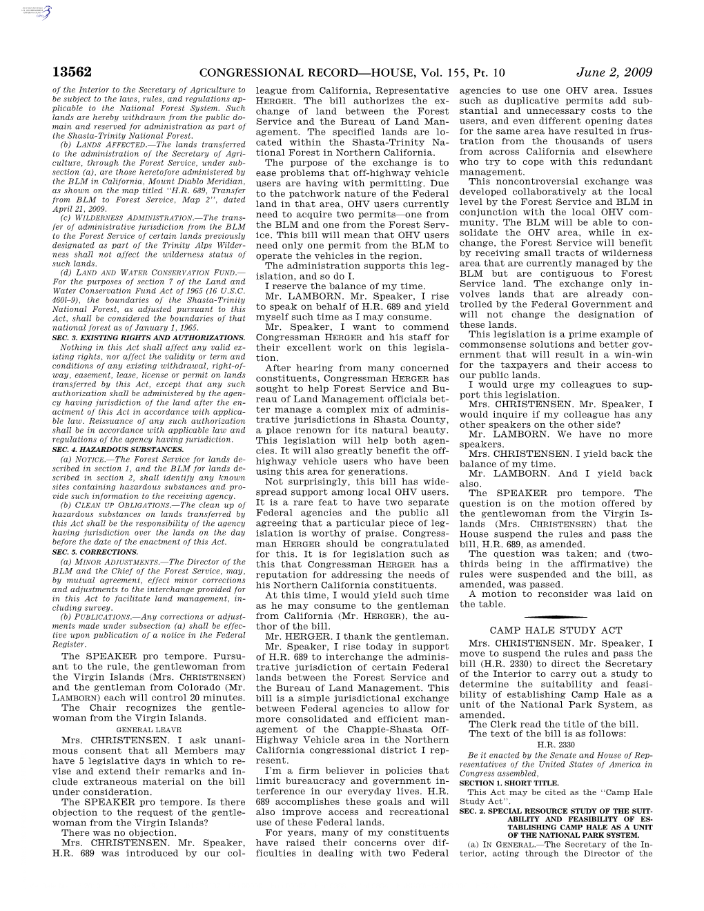 CONGRESSIONAL RECORD—HOUSE, Vol. 155, Pt. 10 June 2