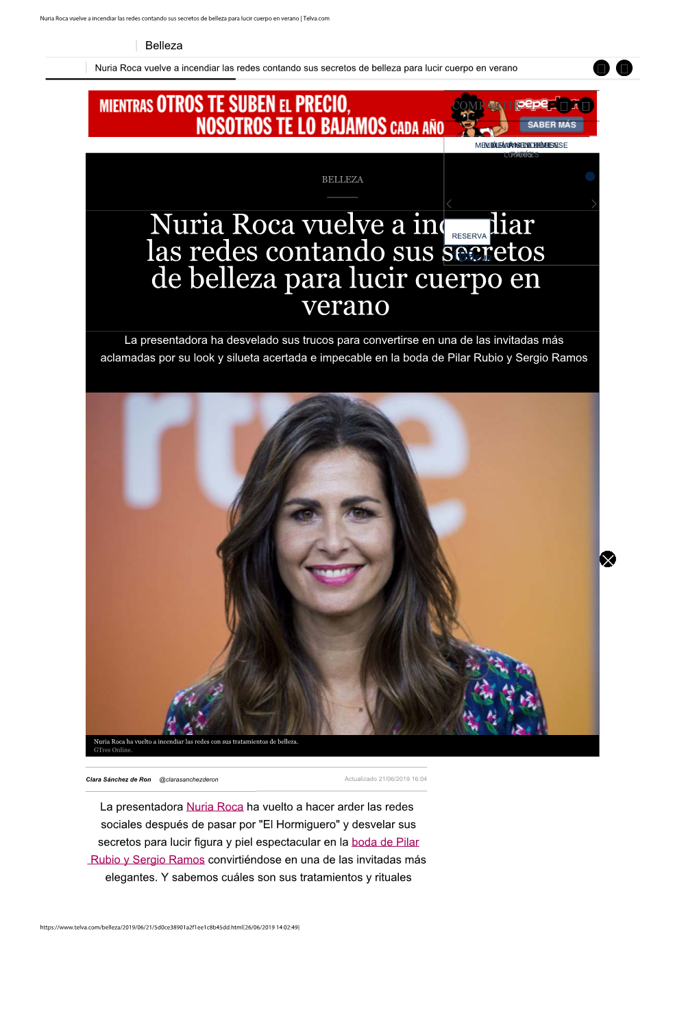 Nuria Roca Vuelve a Incendiar Las Redes Contando Sus Secretos De Belleza Para Lucir Cuerpo En Verano | Telva.Com