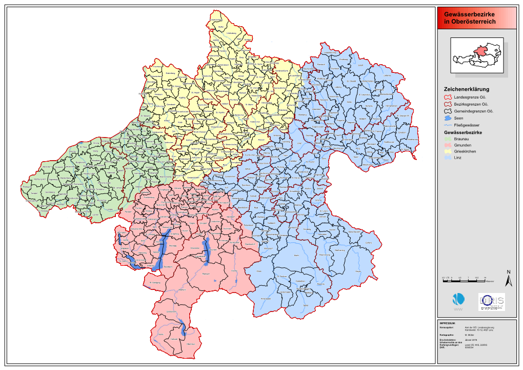 Gewässerbezirke in Oberösterreich