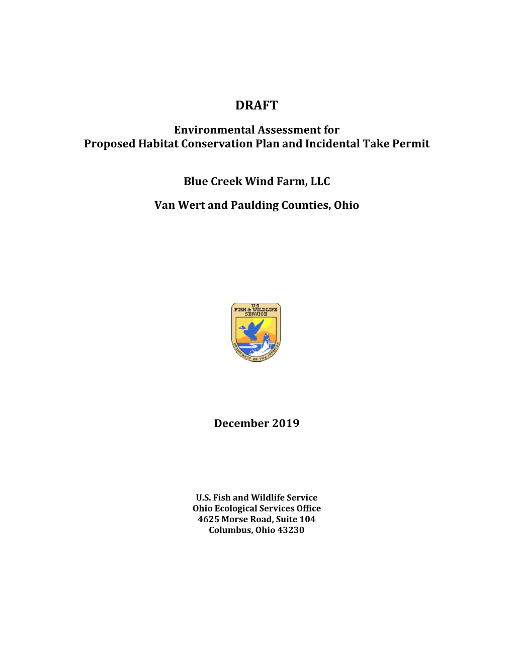 Environmental Assessment for Proposed Habitat Conservation Plan and Incidental Take Permit