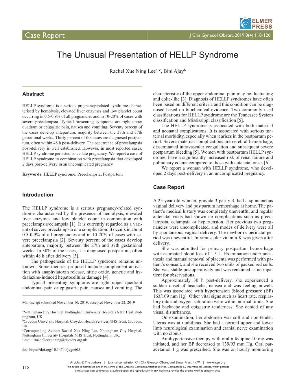 The Unusual Presentation of HELLP Syndrome