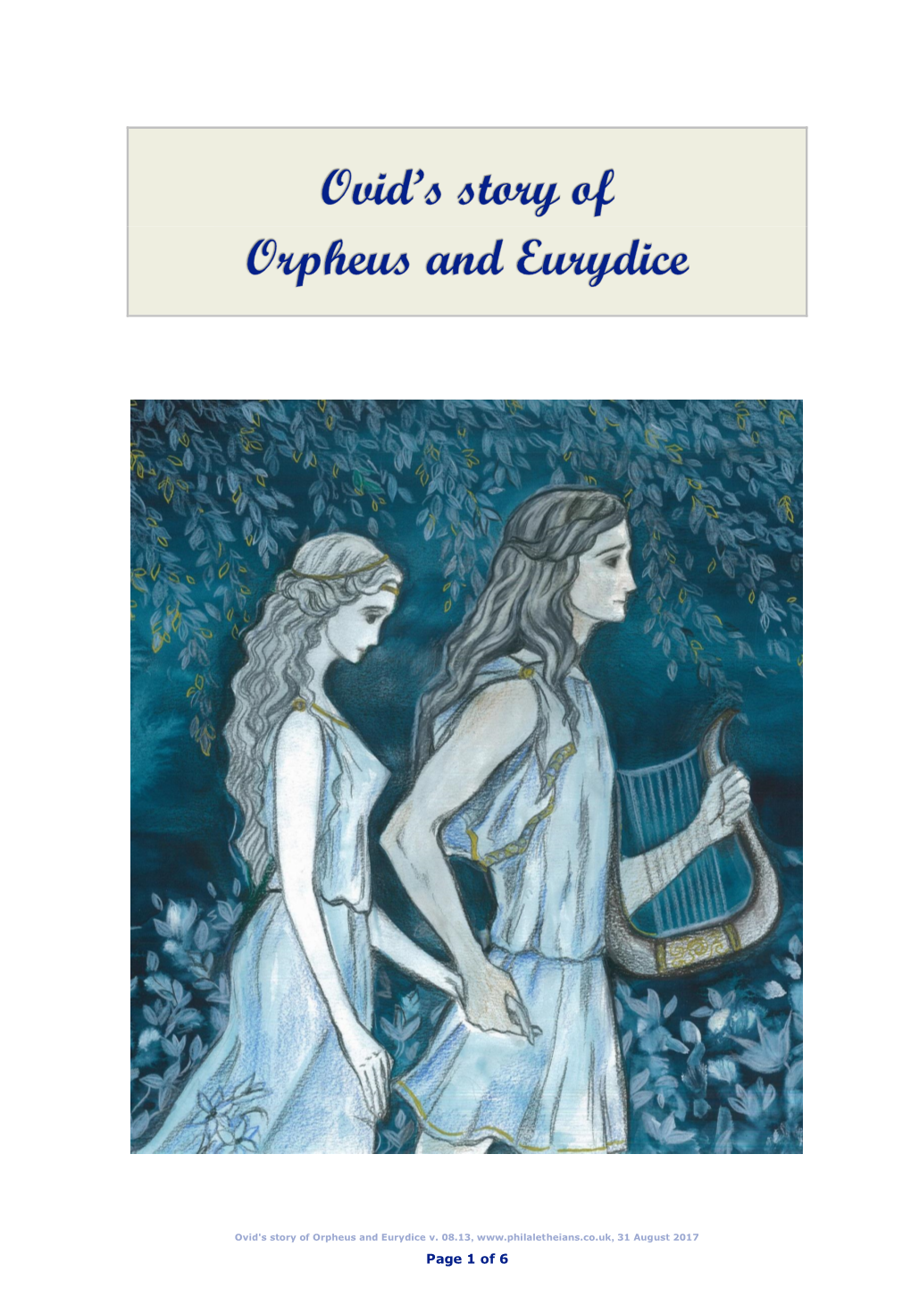 Ovid's Story of Orpheus and Eurydice V