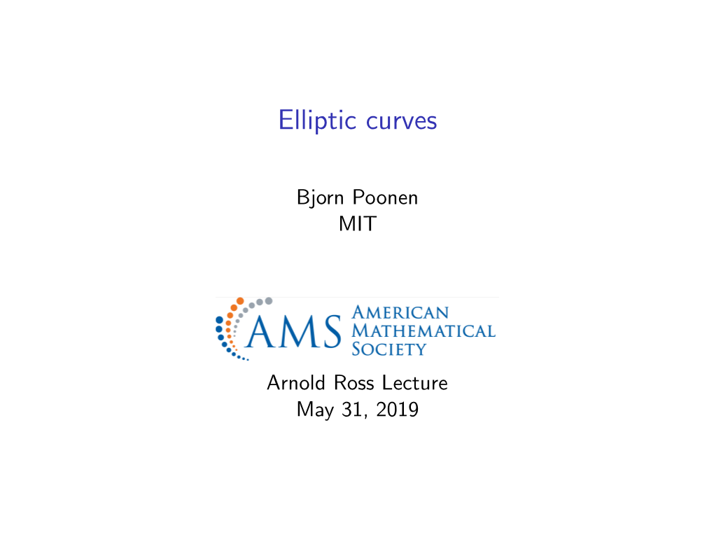 Elliptic Curves