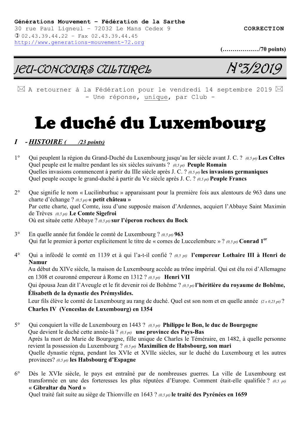 Le Duché Du Luxembourg