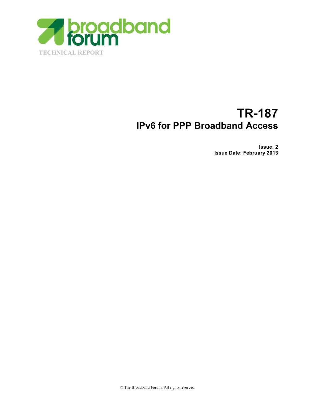 TR-187 Ipv6 for PPP Broadband Access