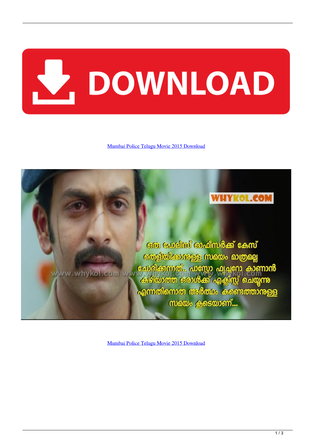 Mumbai Police Telugu Movie 2015 Download