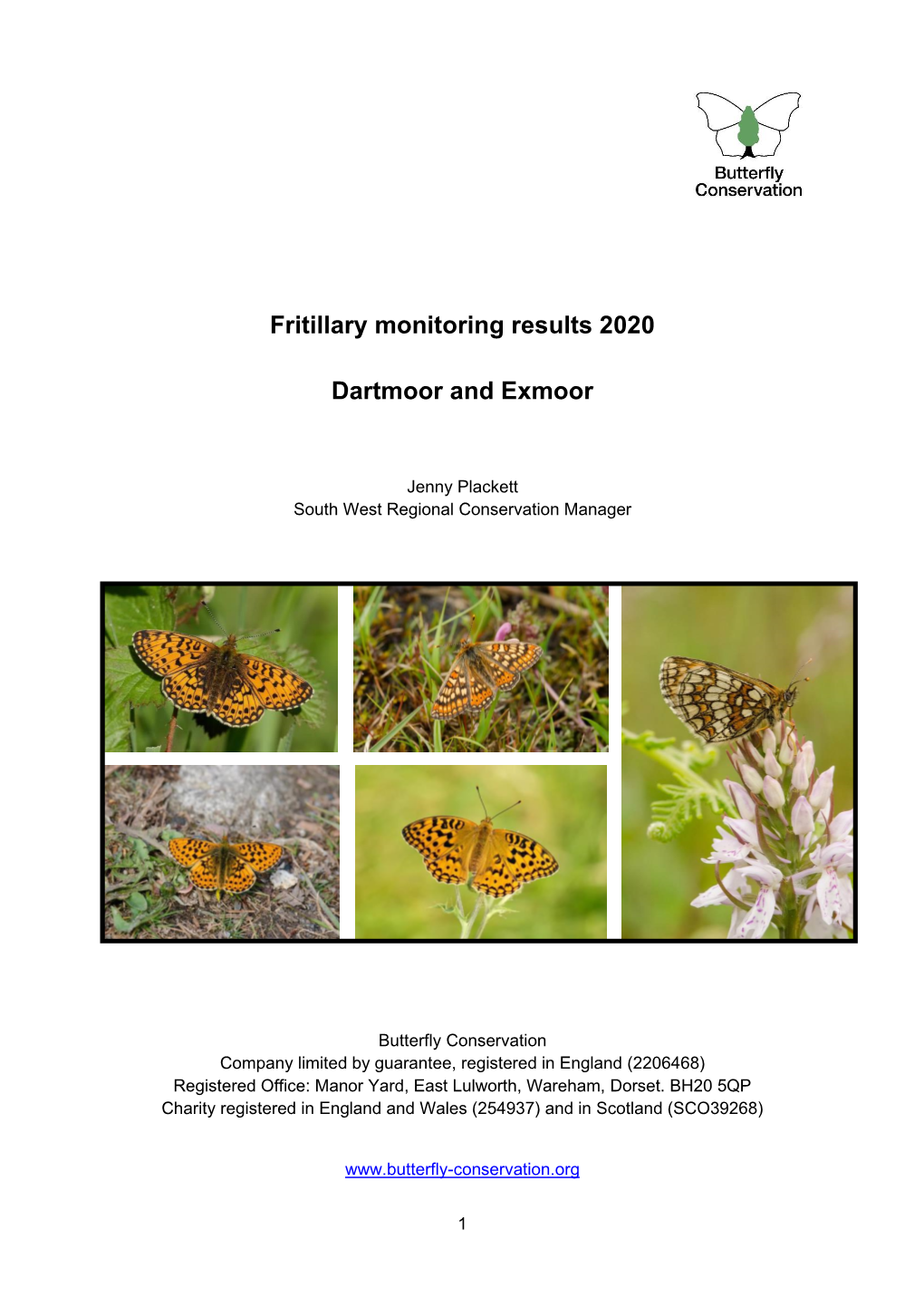 Fritillary Monitoring Results 2020 Dartmoor and Exmoor