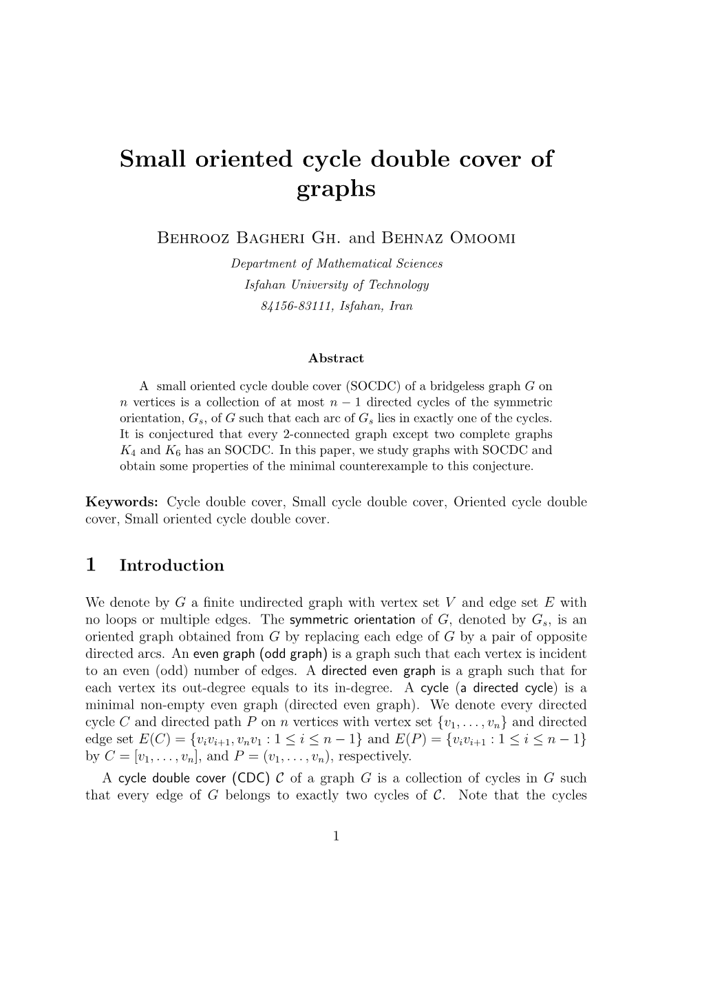 Small Oriented Cycle Double Cover of Graphs