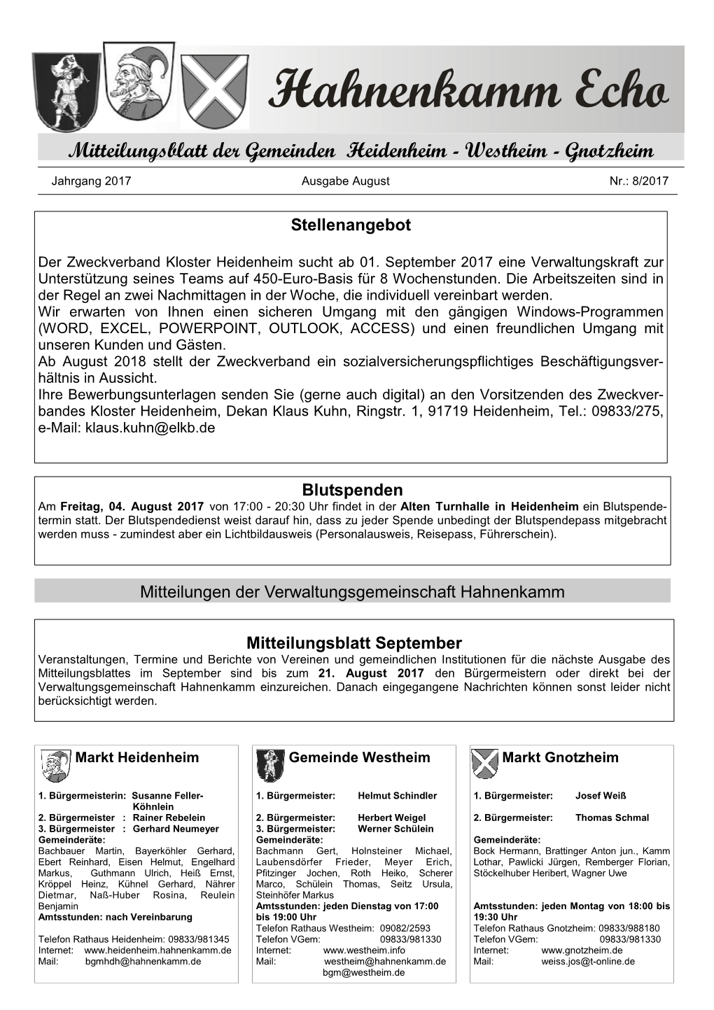 Mitteilungsblatt August