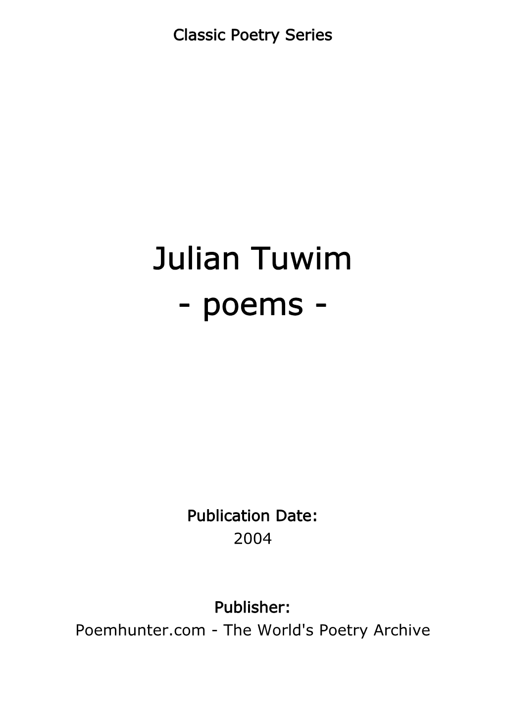 Julian Tuwim - Poems