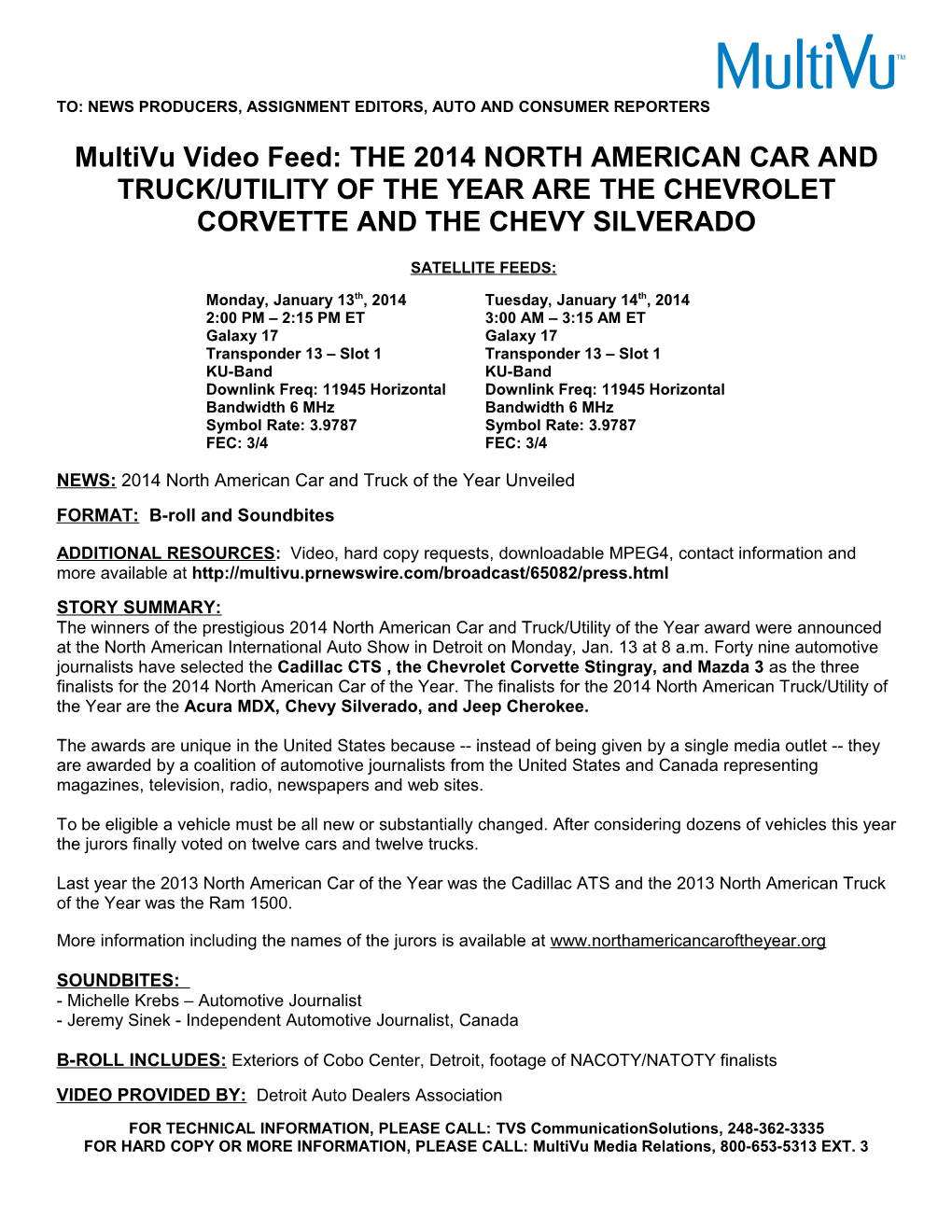 NEWS: 2014 North American Car and Truck of the Year Unveiled