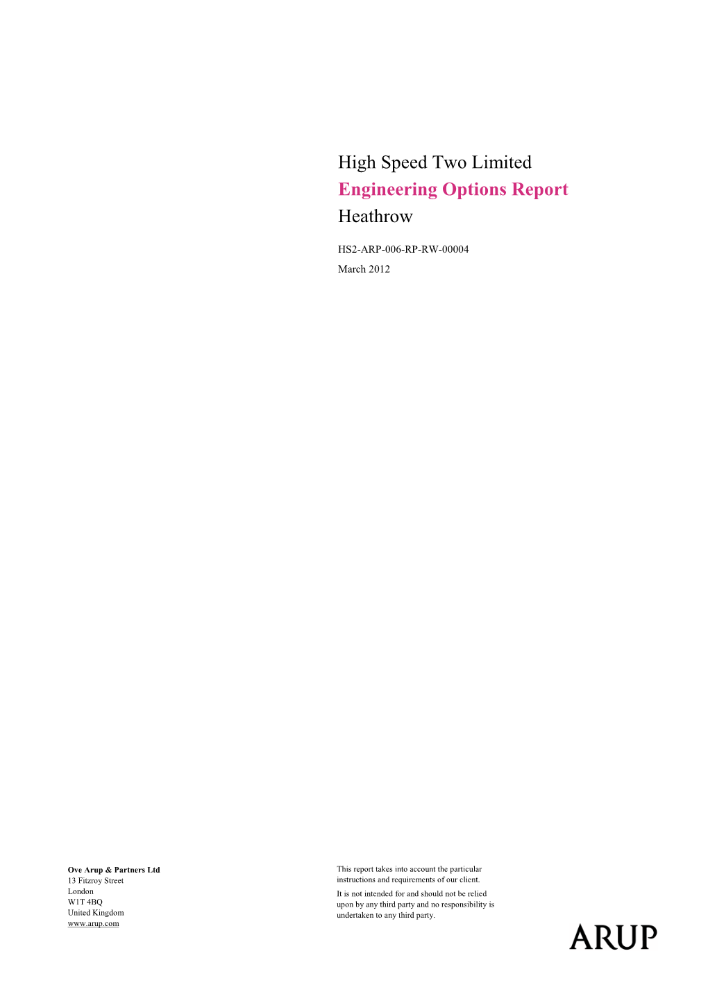 HS2 Phase Two Engineering Options Report Heathrow