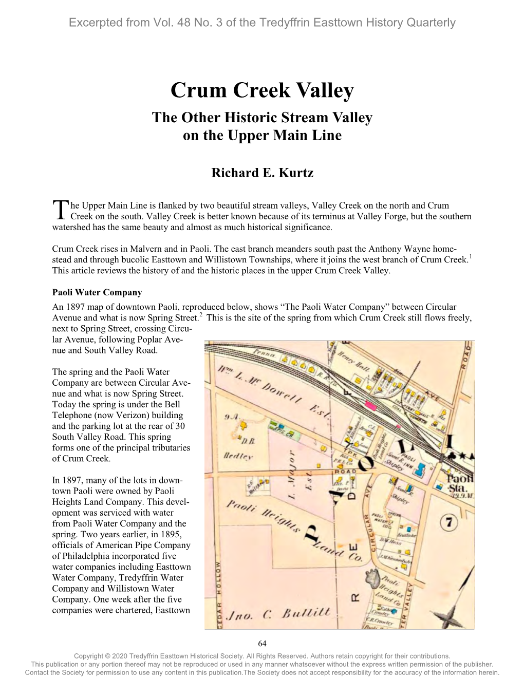 Crum Creek Valley the Other Historic Stream Valley on the Upper Main Line