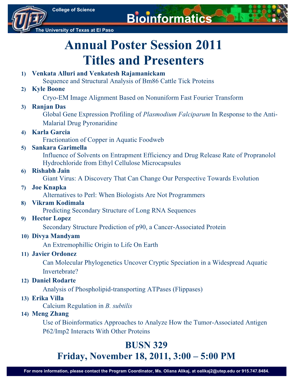 Annual Poster Session 2011