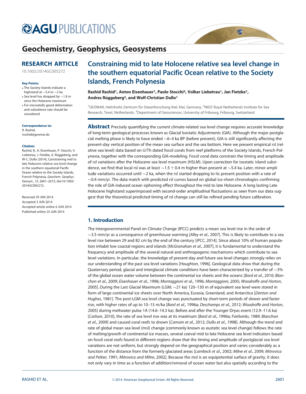 Constraining Mid to Late Holocene Relative Sea Level Change in The