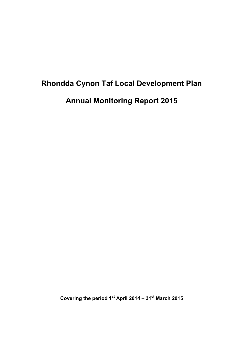 Rhondda Cynon Taf Local Development Plan Annual