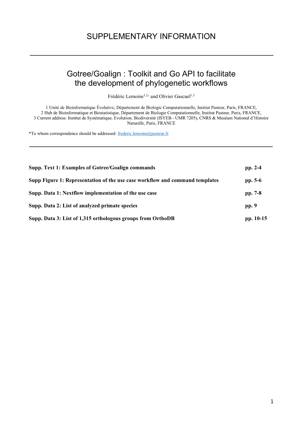 SUPPLEMENTARY INFORMATION Gotree/Goalign